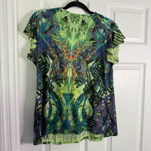 Apt. 9 Lime Green and Red Abstract Y2K Blouses Size L and Medium - Picture 8 of 10